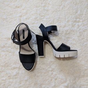 Vegan Black & White Platform Heels